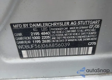 2006 Mercedes-Benz E 350 from USA, damaged, VIN WDBUF56J06A856039